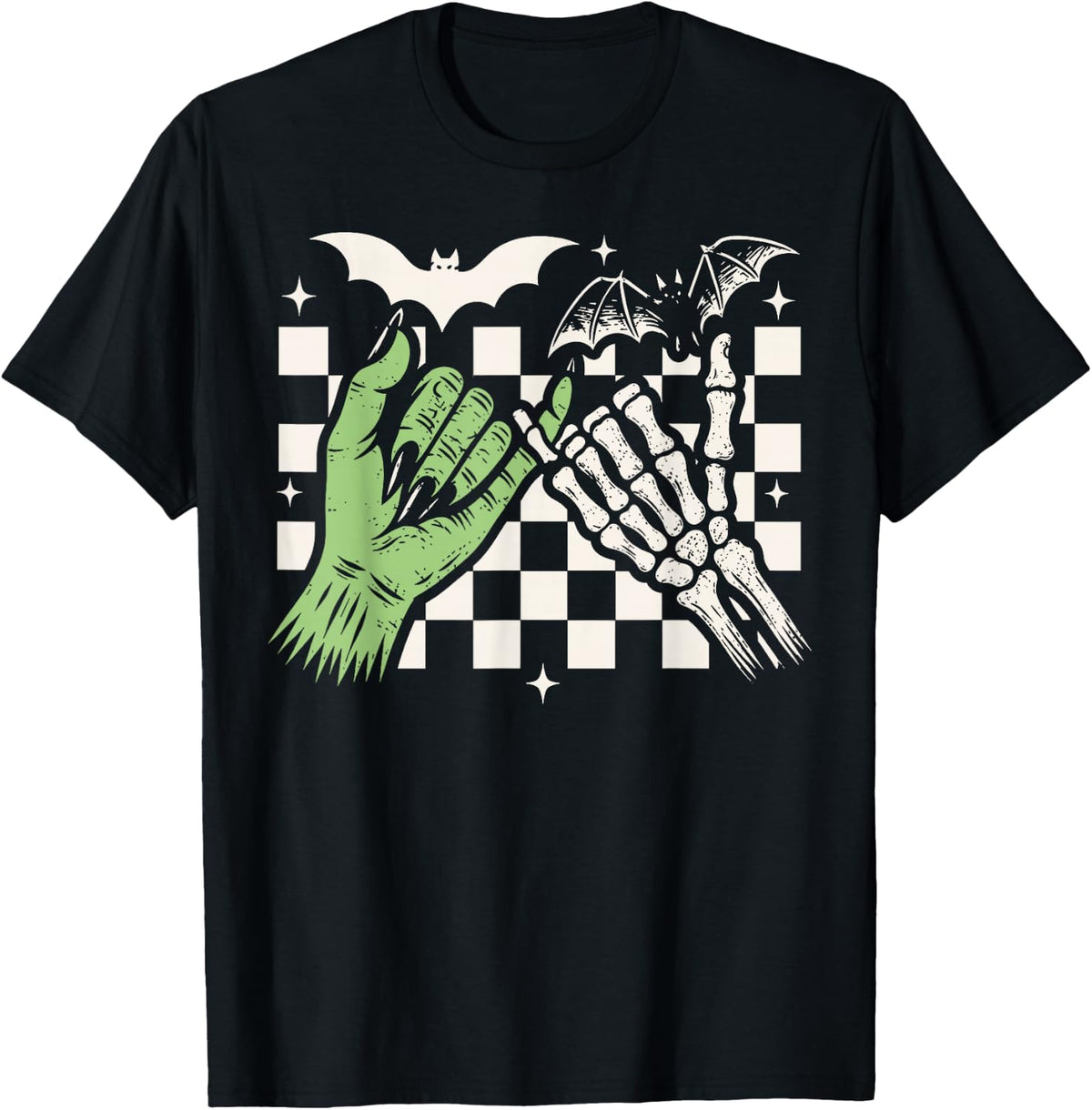 Spooky Season Halloween Vibes Pinky Promise Skeleton Bat T-Shirt