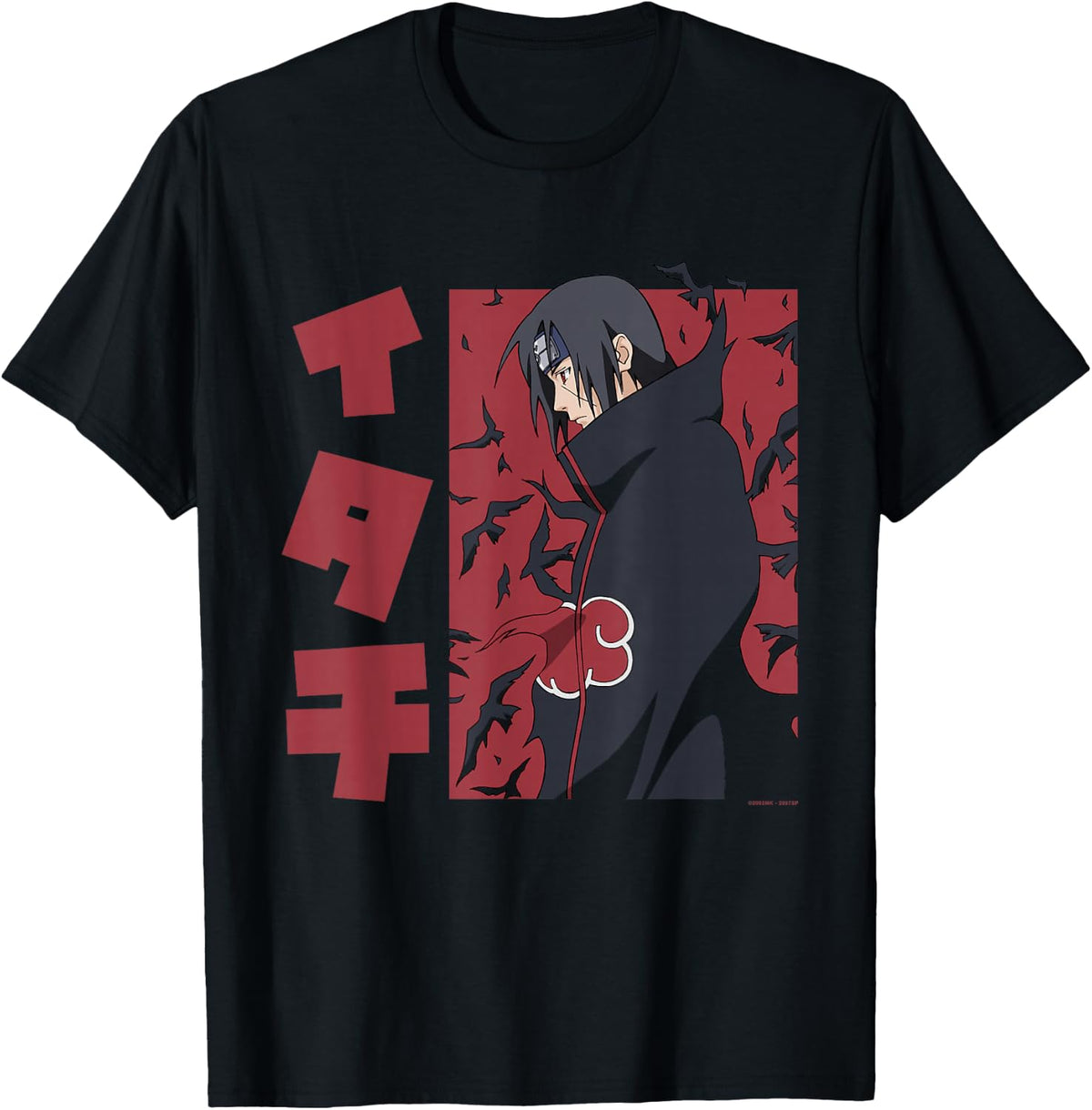 Naruto Shippuden Itachi Kanji with Birds Background Anime T-Shirt