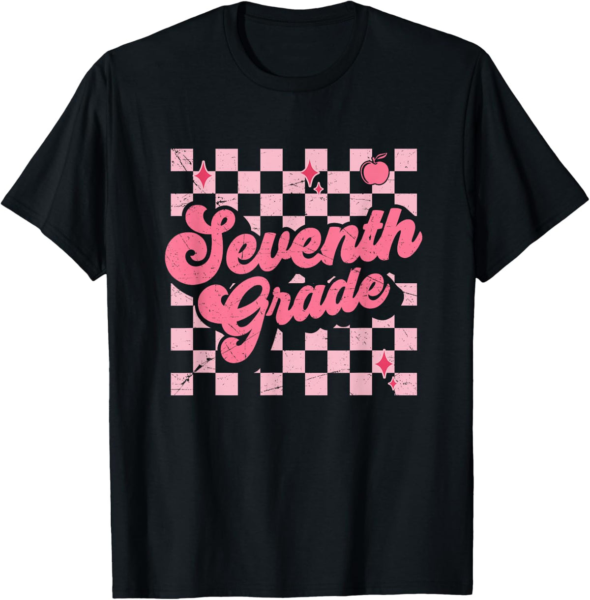Seventh Grade Checkered Retro 7th Grade Teacher Kids Girls T-Shirt