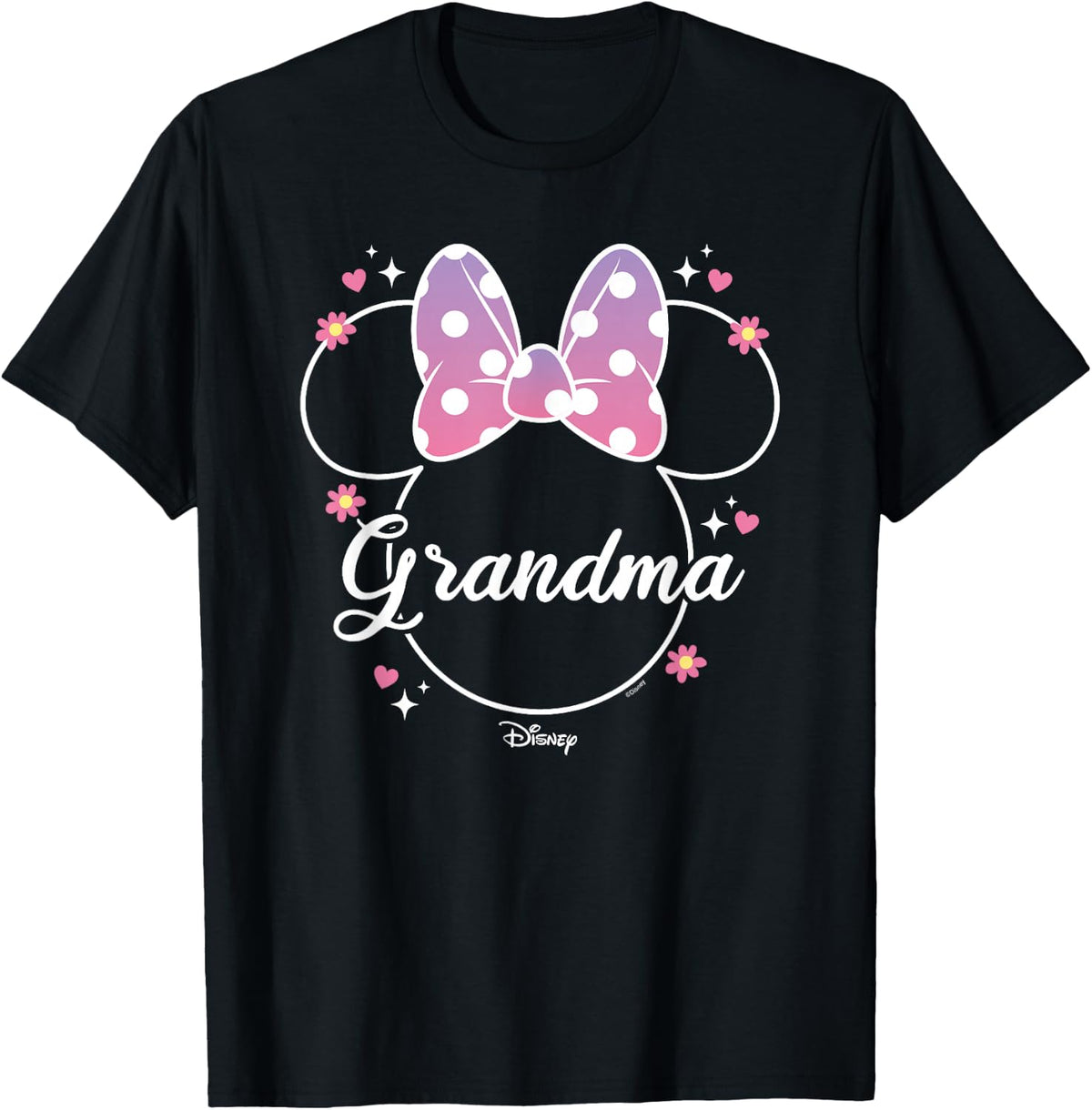 Disney Minnie Mouse Grandma Polka Dot Bow Floral T-Shirt