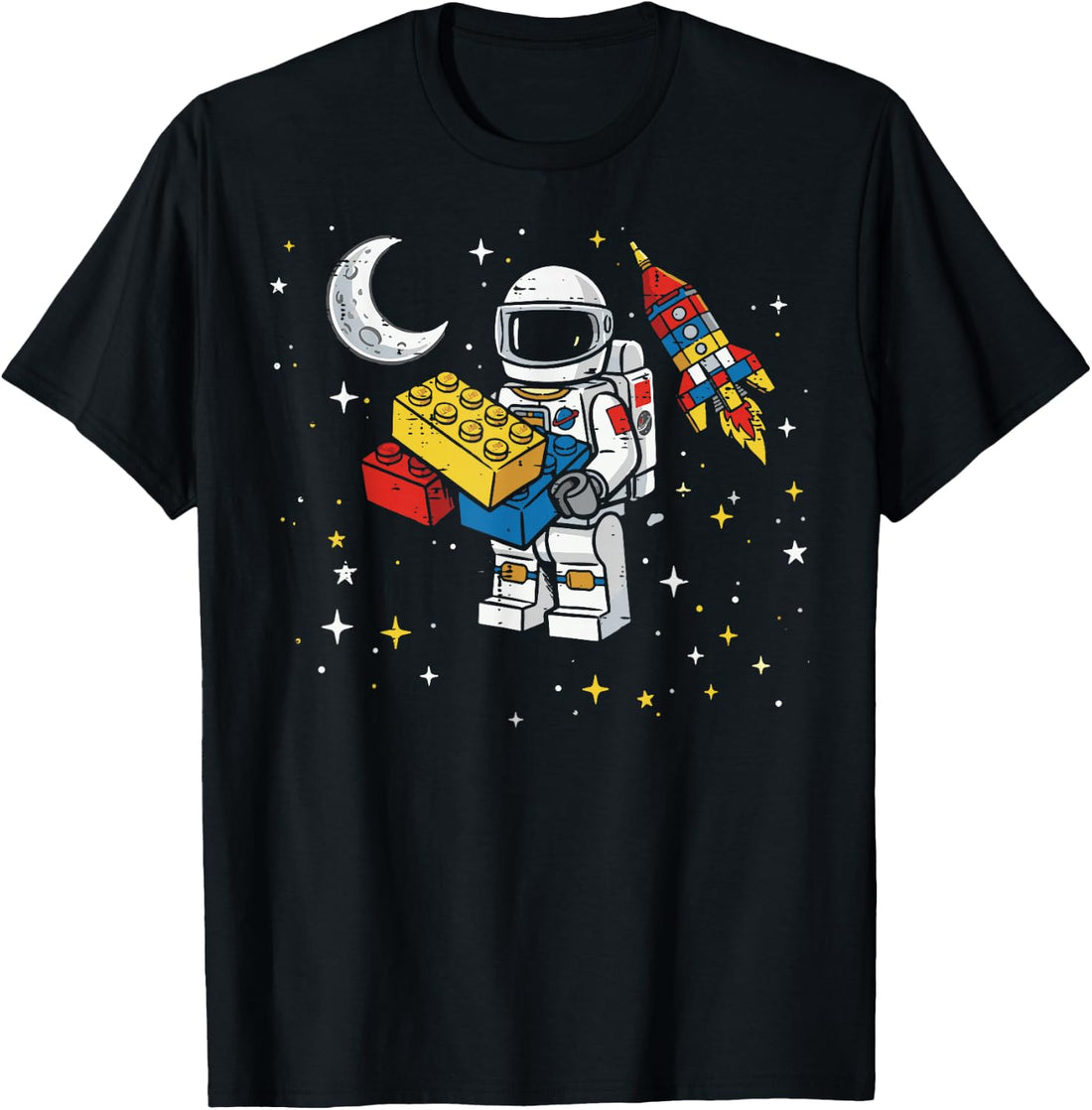 Astronaut Building Blocks Space Shuttle Bricks Boys Kids T-Shirt