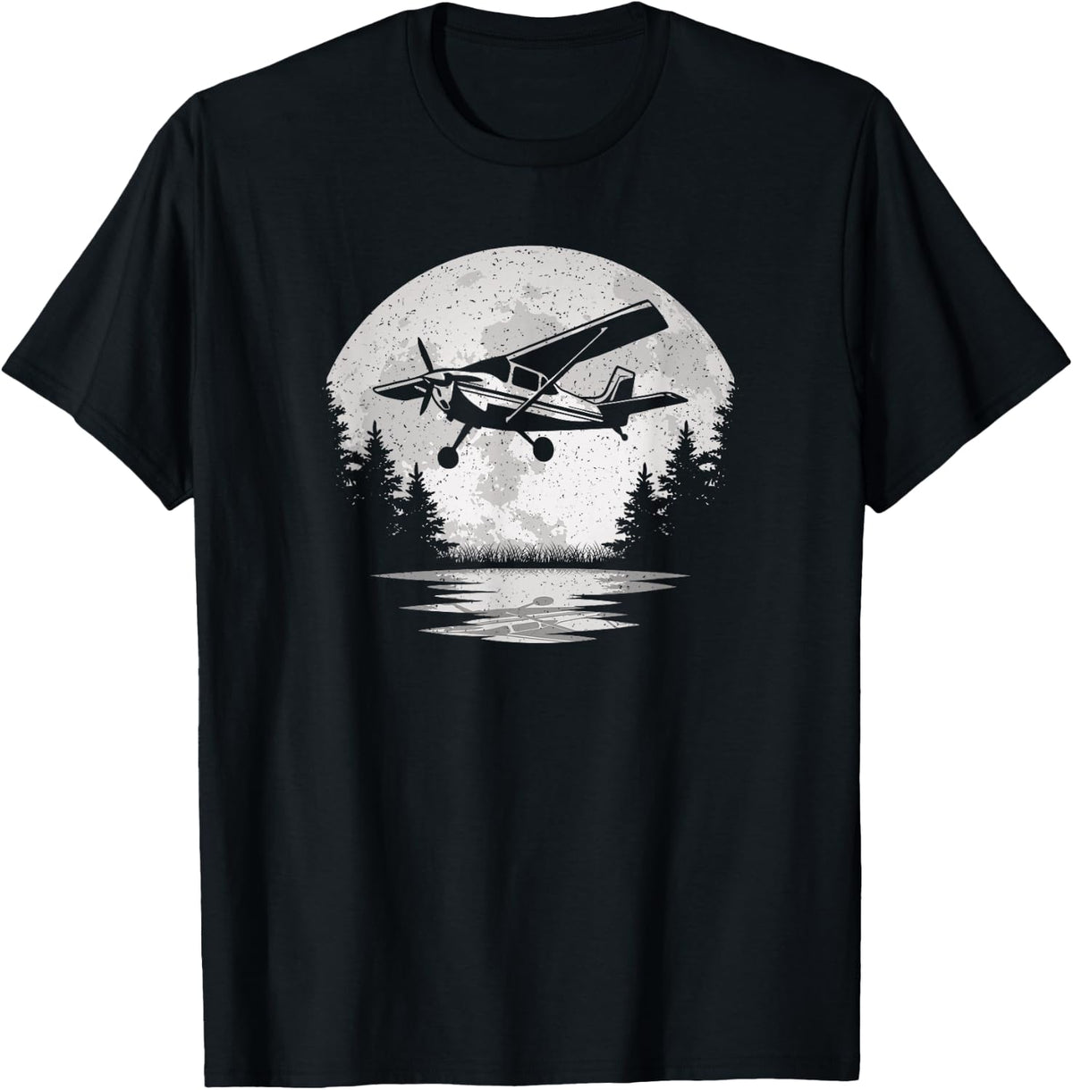 Vintage Airplane Moon Fly Plane Aviator Aviation Pilot Men T-Shirt
