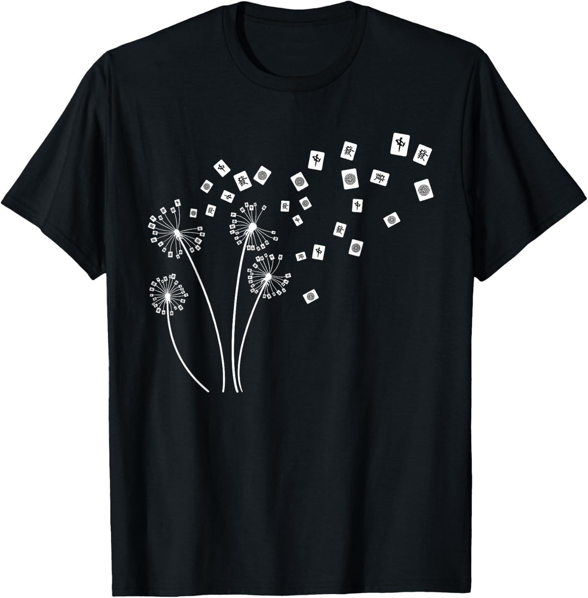 Mahjong Player Funny Cards Tiles Dandelion Chinese Tile Game T-Shirt