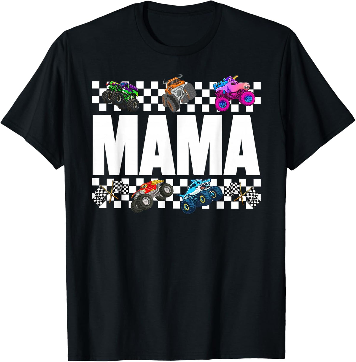 Mama Monster Truck Birthday Shirt Matching Family Crew Mom Tees and T Shirts for Women