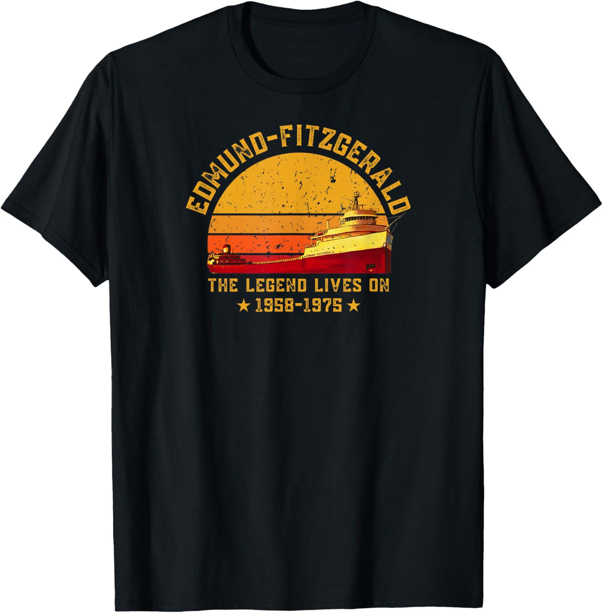 Edmund Fitzgerald Ship 1975 Anniversary Great Lakes Tribute T-Shirt