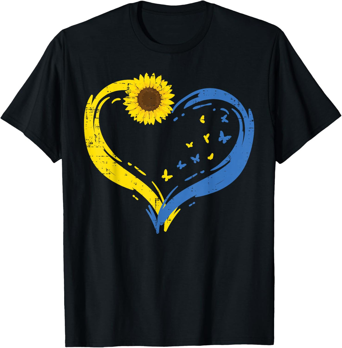 Ukraine Heart Sunflower Butterfly Ukrainian Girls Kids Women T-Shirt