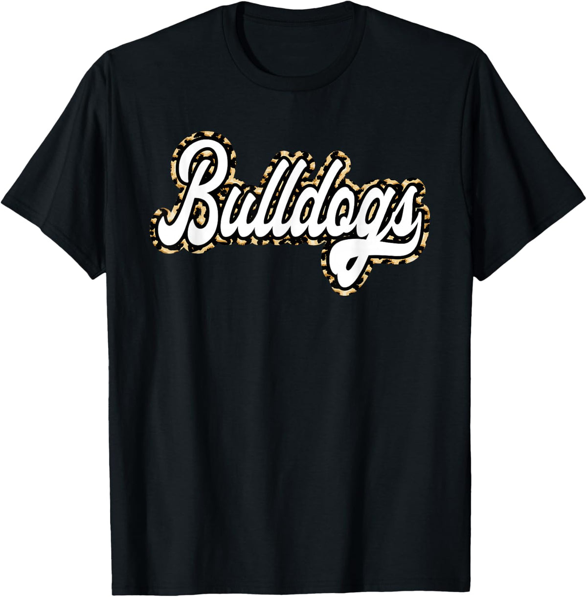 Bulldogs Retro Leopard Print School Spirit Mascot Bulldog T-Shirt
