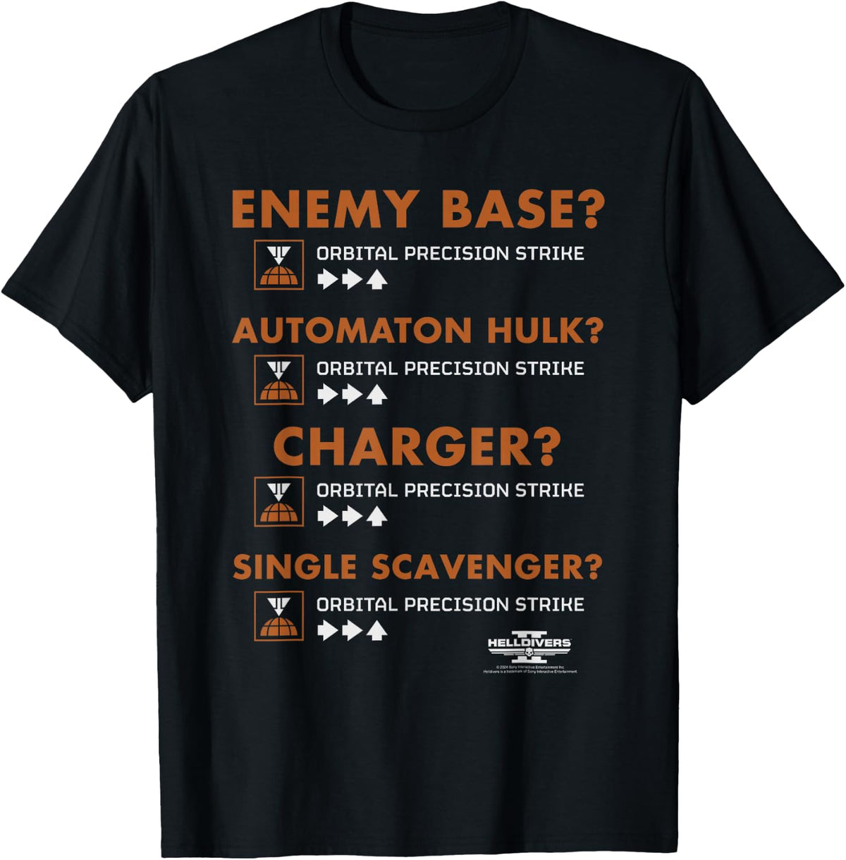 Helldivers 2 Sony PlayStation Game Orbital Precision Strike T-Shirt
