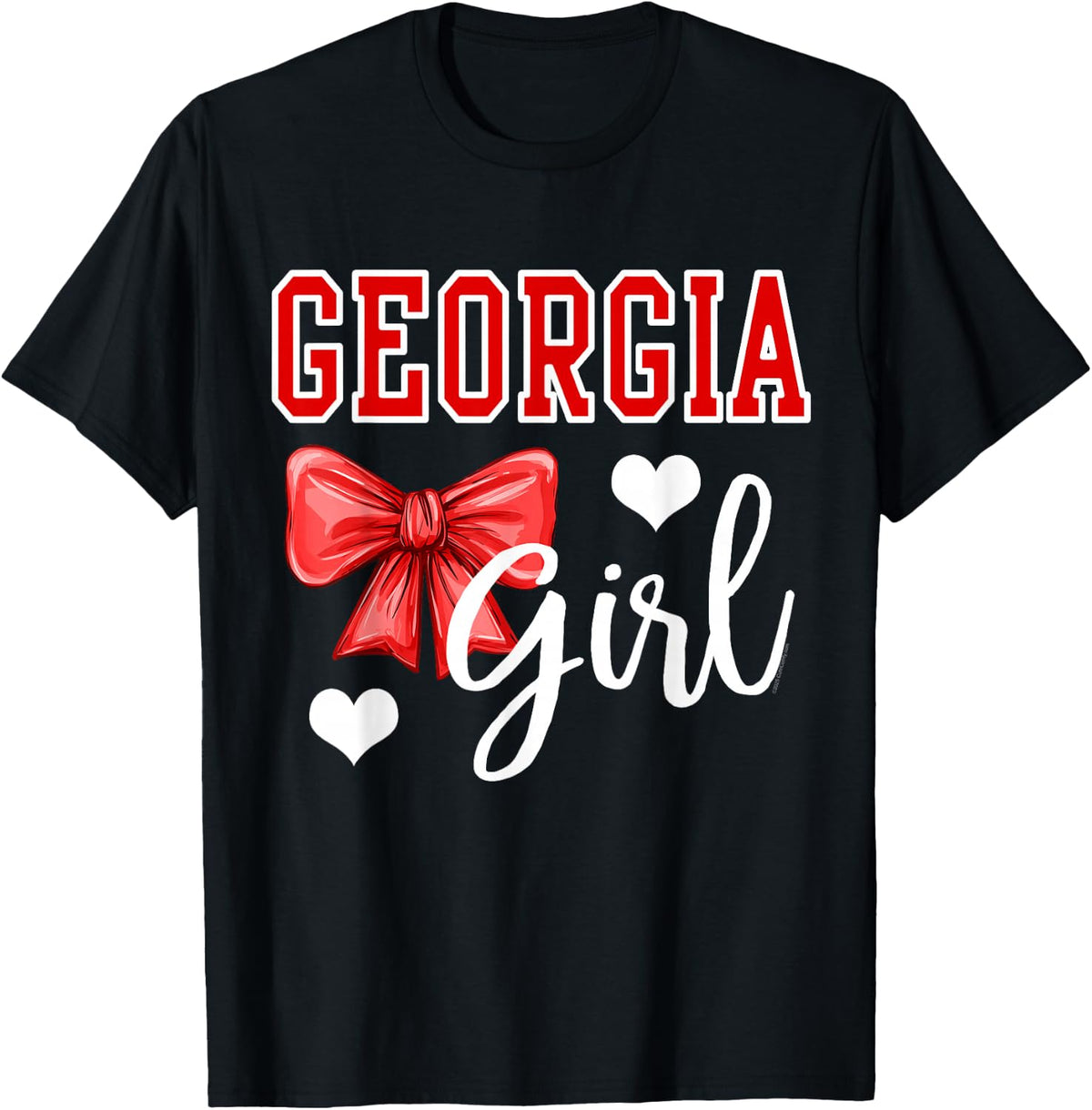 Georgia Girl Heart Cheer Bow Gift for Women Teens Kids T-Shirt
