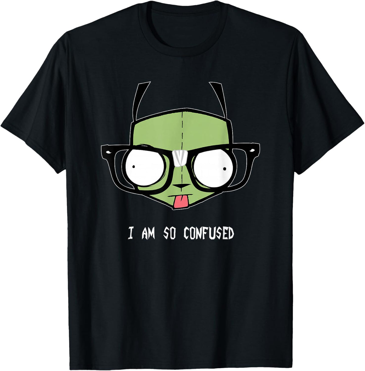 Invader Zim Gir I Am So Confused Hipster Glasses T-Shirt