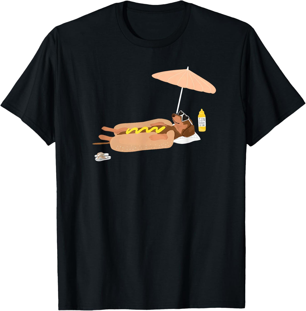 Hot Dog Dachshund Beach Summer Funny Wiener Dog Relax T-Shirt
