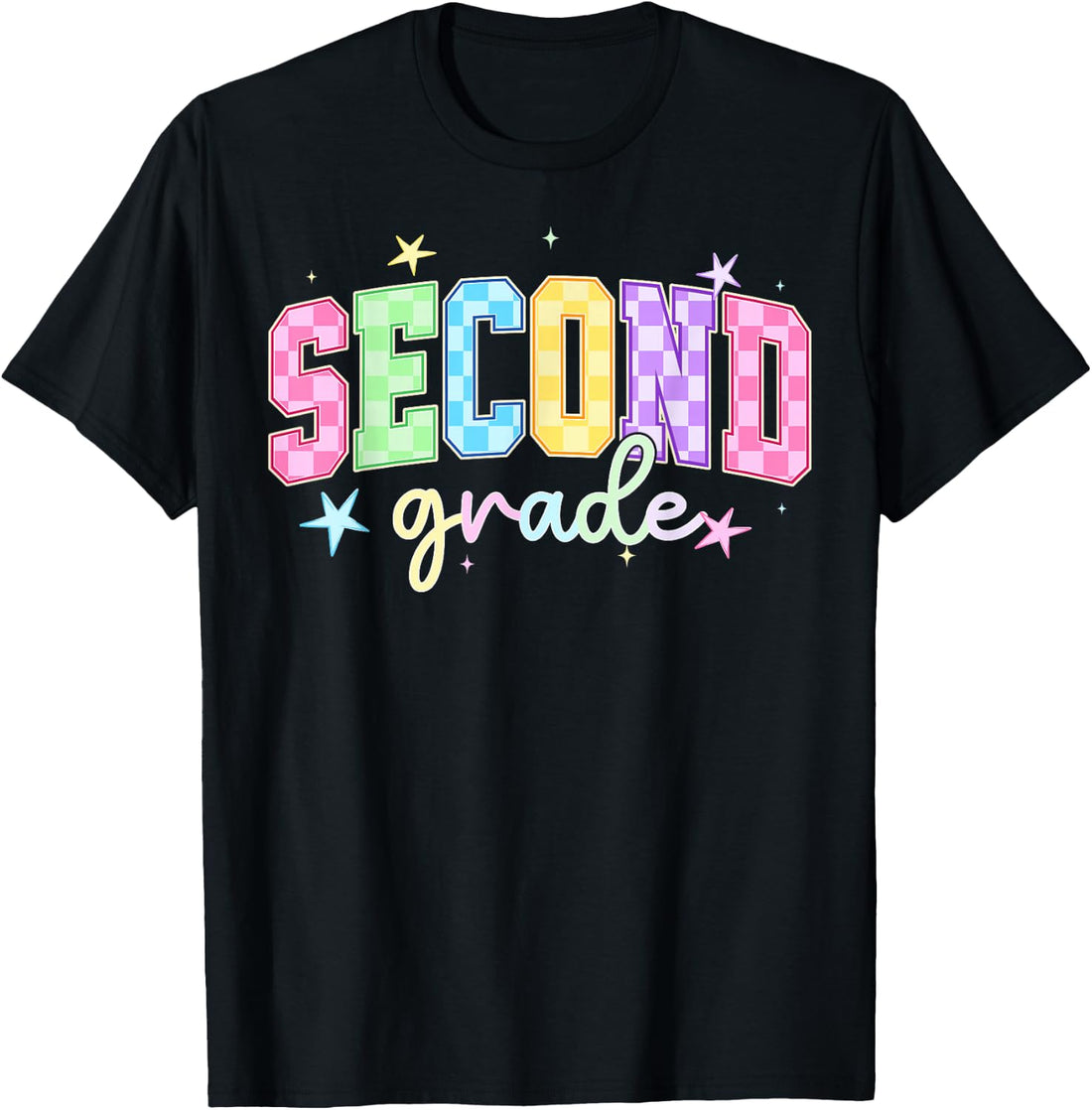 Back to School Checkered Second Grade Team Teacher Students T-Shirt