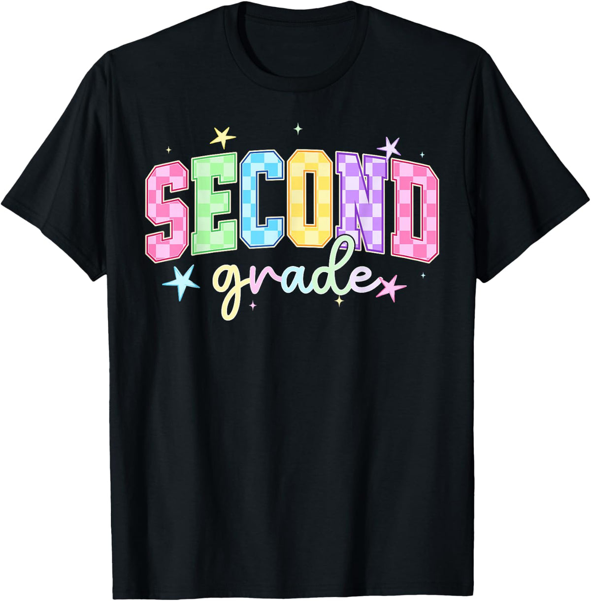 Back to School Checkered Second Grade Team Teacher Students T-Shirt