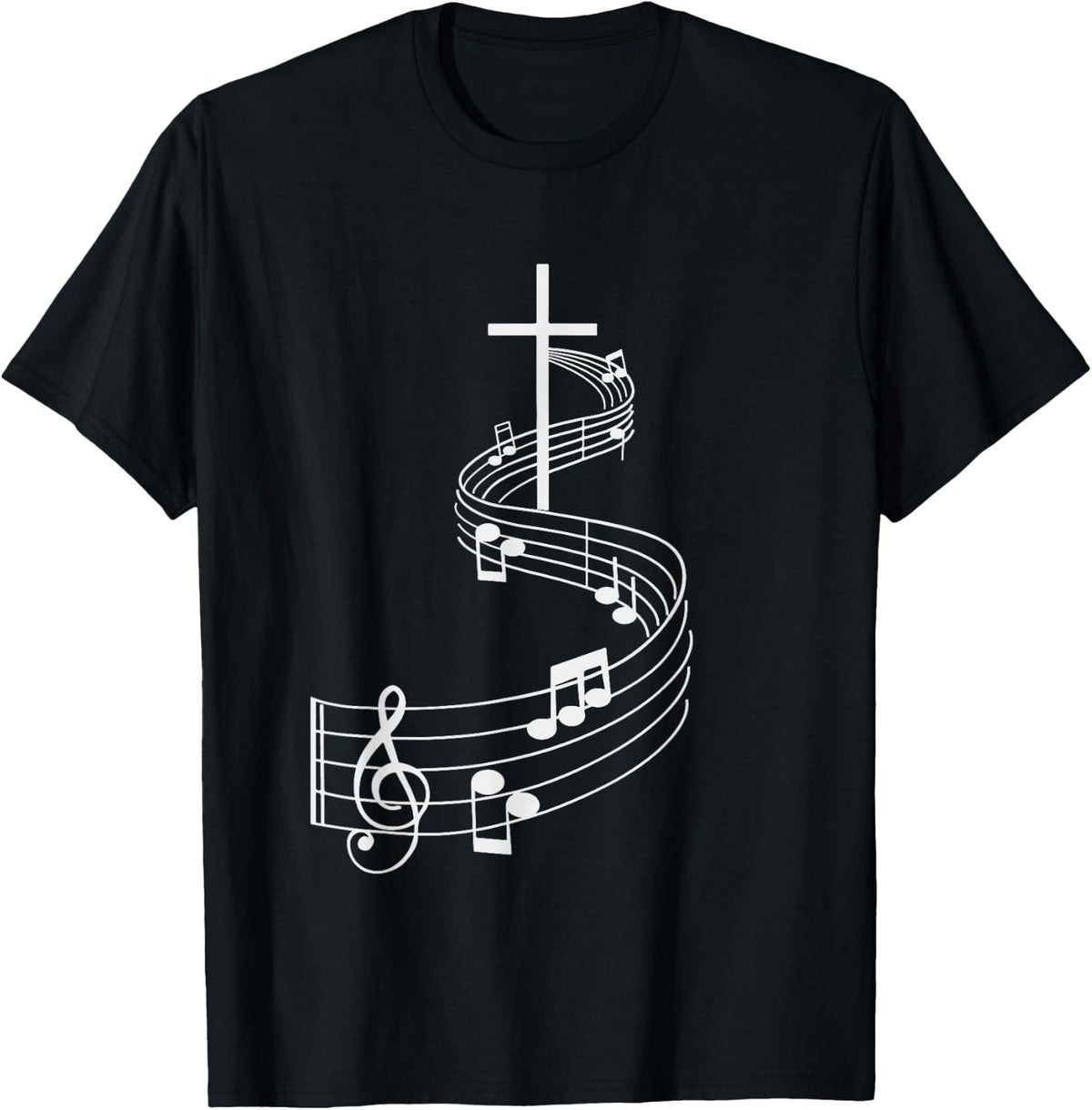 Cross with Treble Clef Musical Gifts Christian shirt T-Shirt