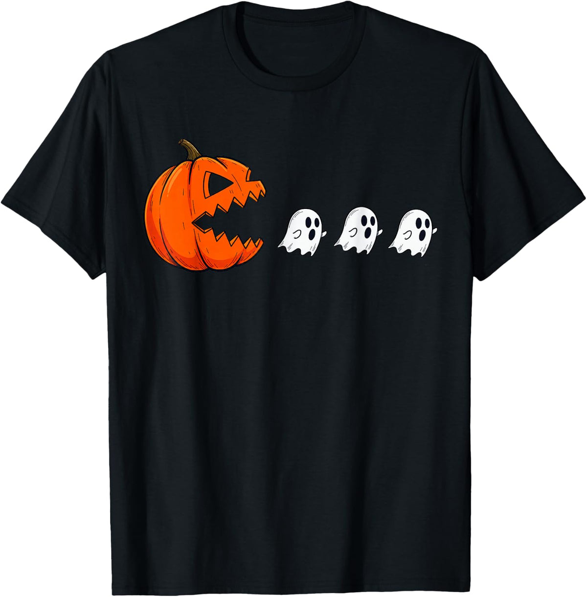Funny Halloween Pumpkin Eating Ghost Gamer Men Women Kids T-Shirt