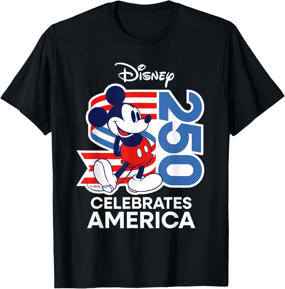 Disney Mickey Mouse Celebrates America 250 4th of July Tee T-Shirt