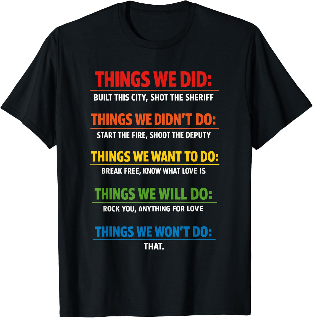 Things We Did T Music Song Lyrics Retro Vintage T-Shirt