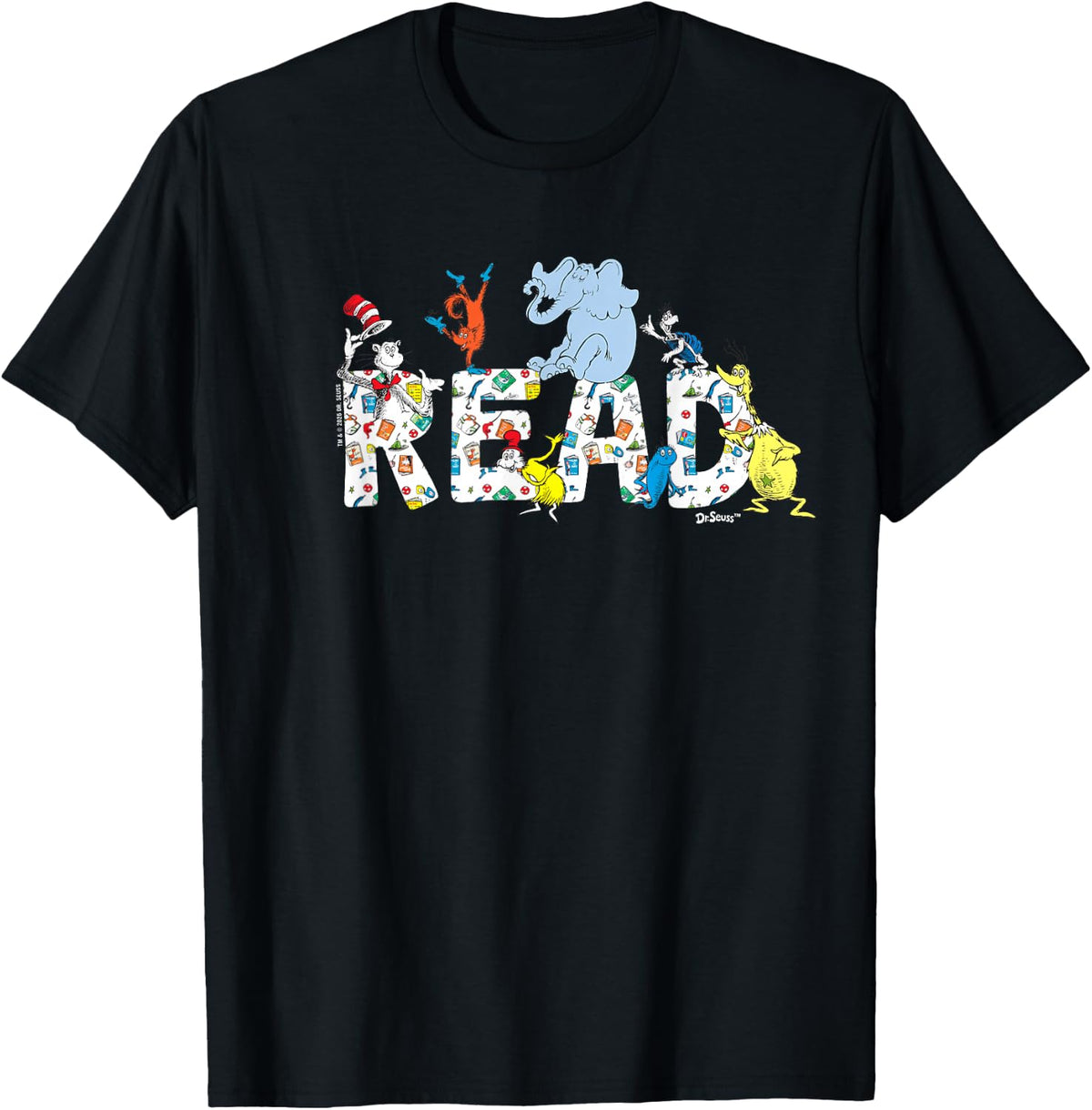 Dr. Seuss Characters Read Design for Youth and Adult T-Shirt