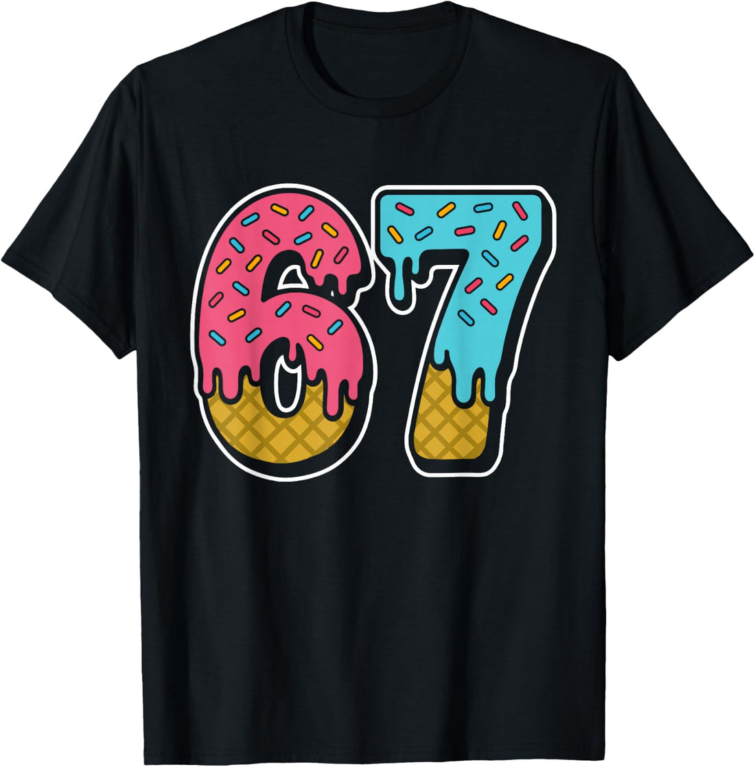 67 Ice Cream Drip Meme Funny Six Seven Gen Alpha Slang T-Shirt