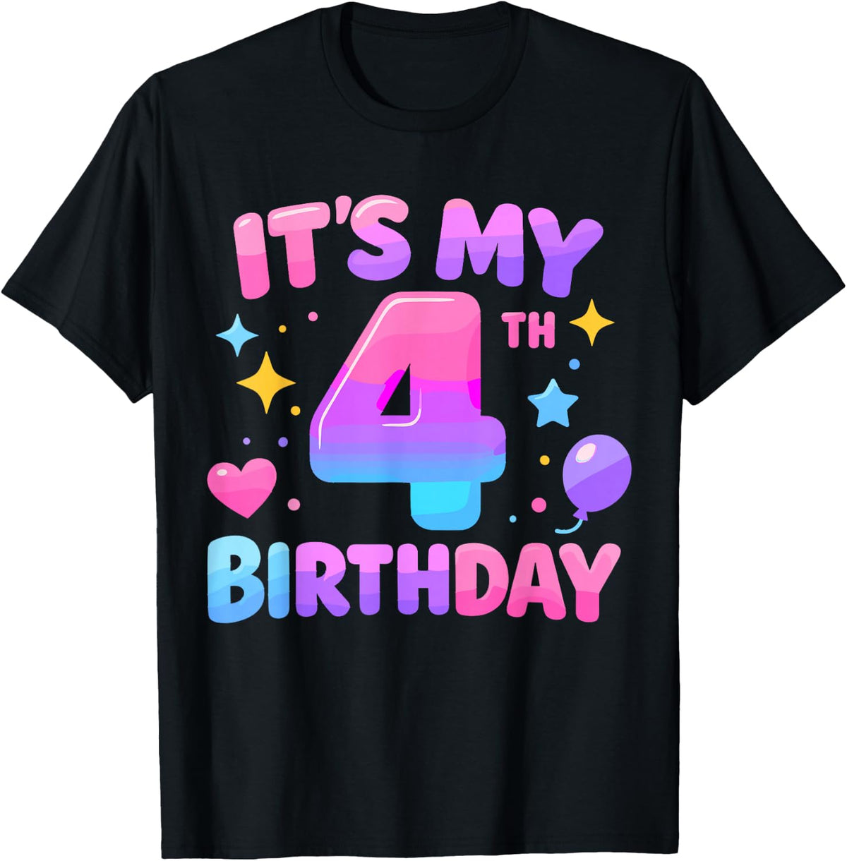 4th Birthday Girls Apparel Four Years Old It's My 4 Bday T-Shirt