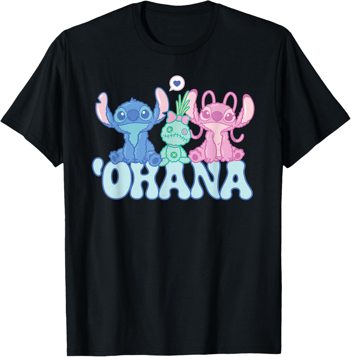 Disney Stitch with Angel & Scrump Fluffy Cute 'Ohana T-Shirt