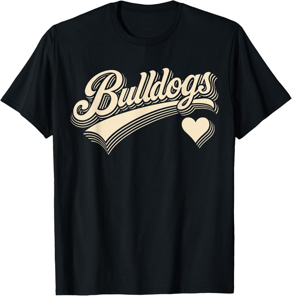 Retro Bulldogs Vintage Heart Design Gift for Men Women Kids T-Shirt
