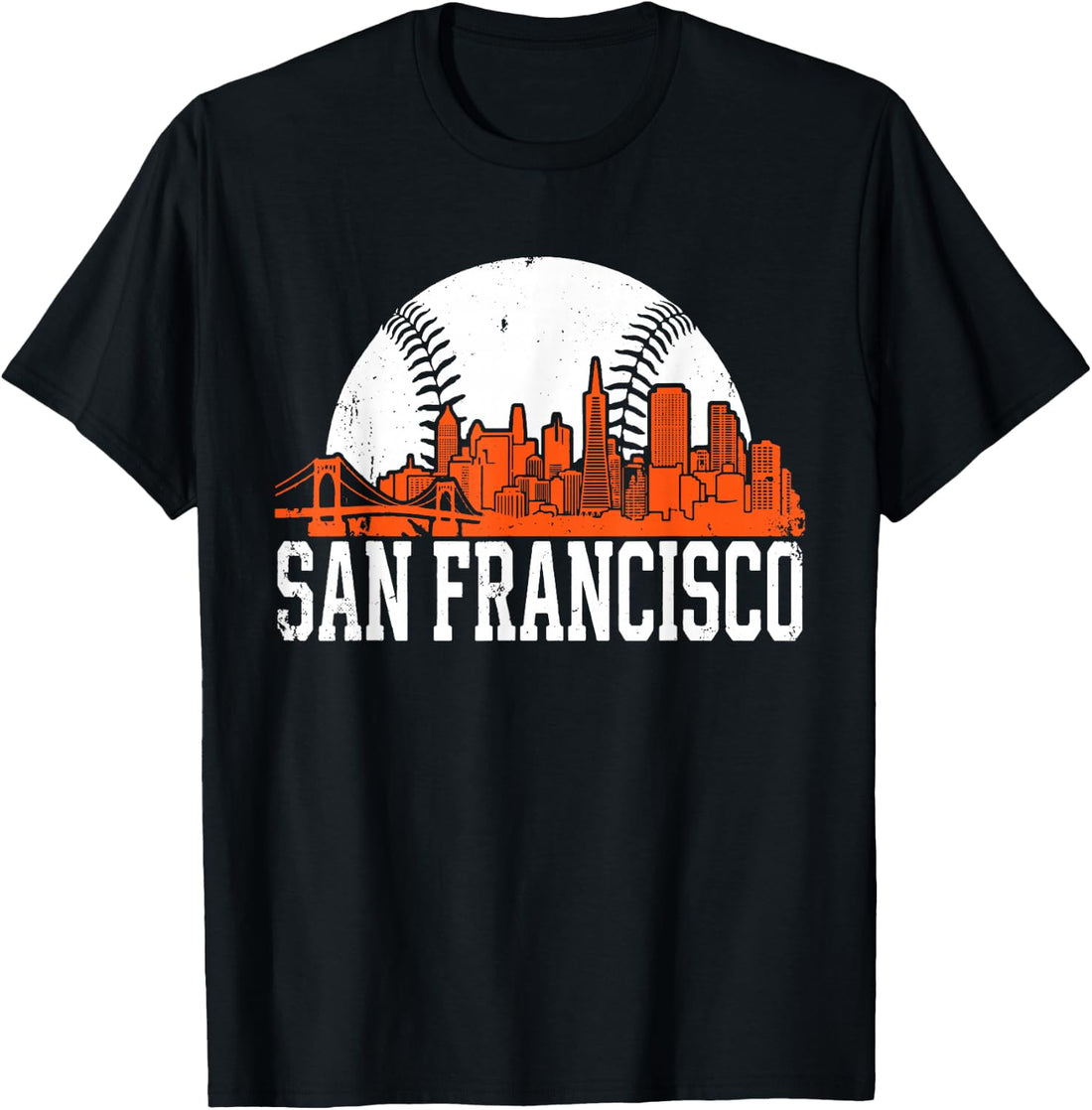 Vintage San Francisco Skyline Baseball Present Men Women T-Shirt