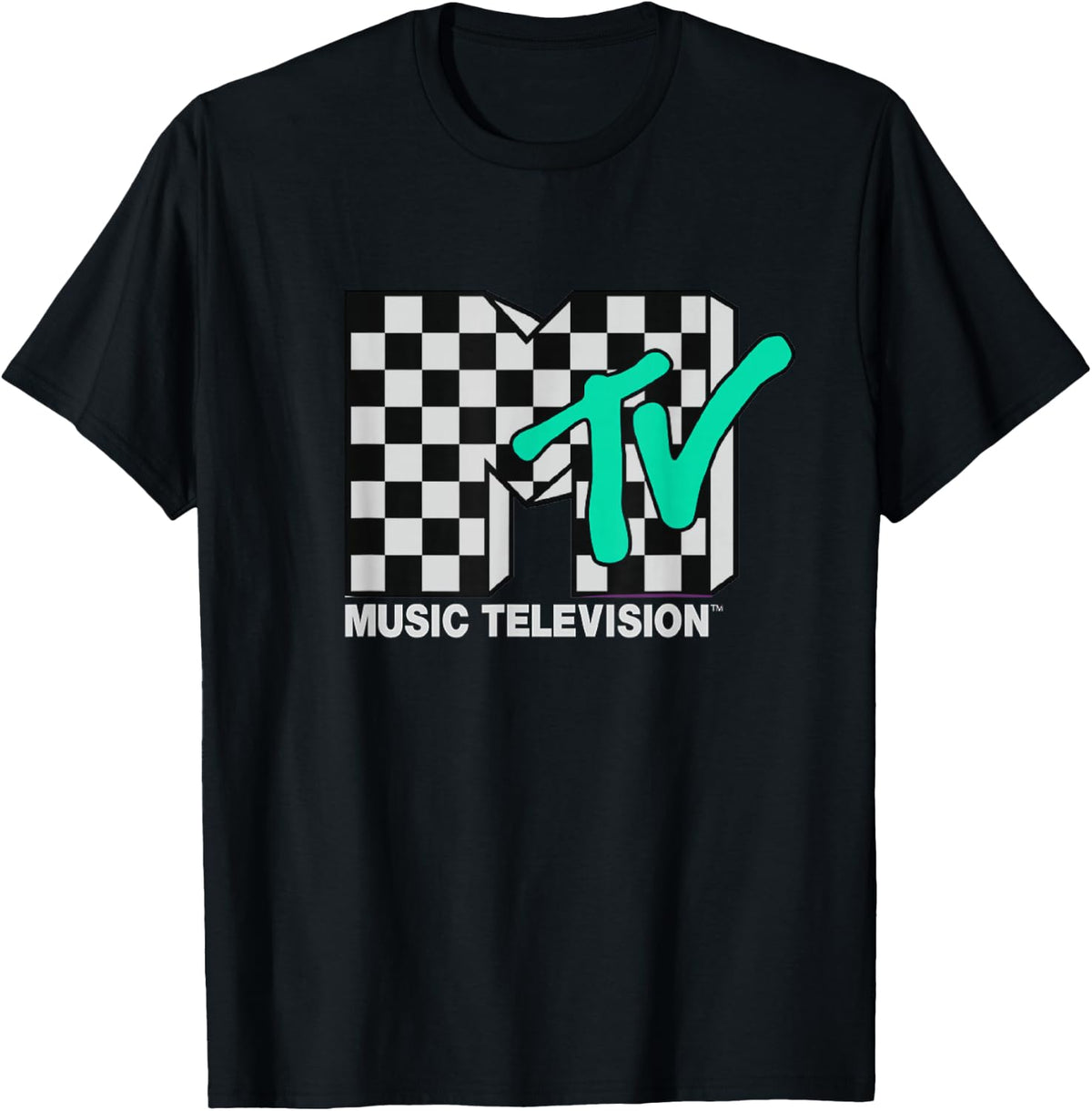MTV Checkered & Blue Music Television T-Shirt