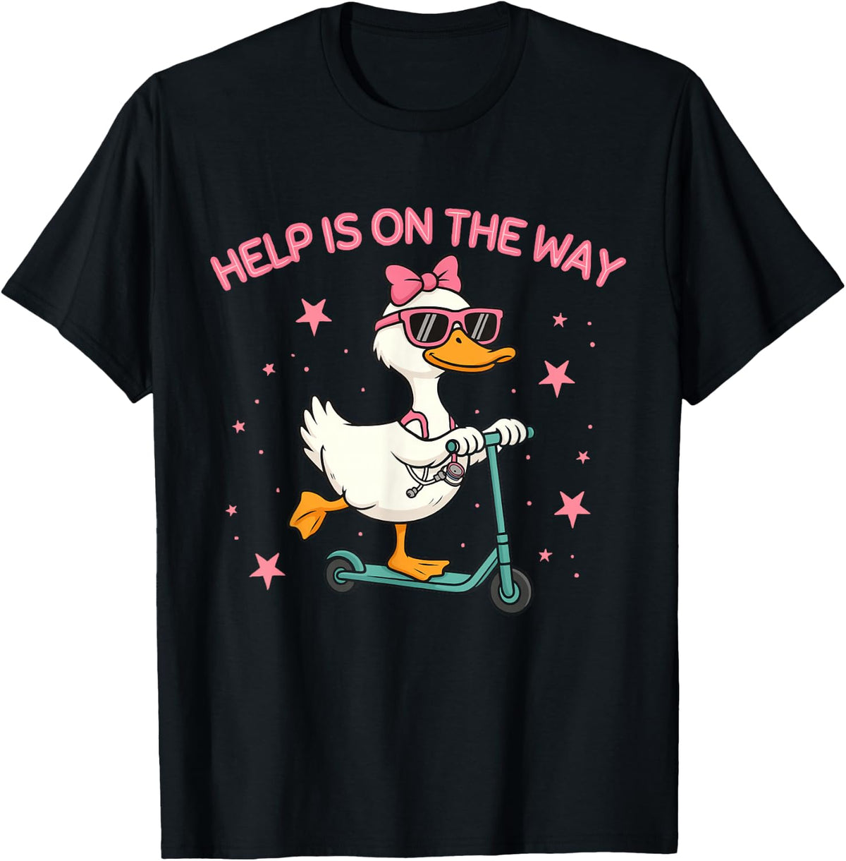 Cute Scooter Goose School Nurse Help is On The Way T-Shirt