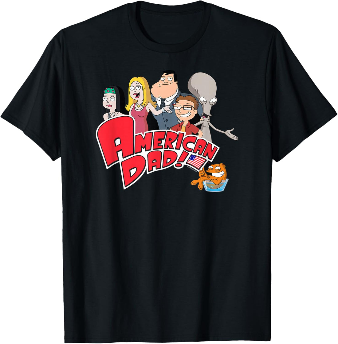 American Dad Show Logo with Family Cartoon T-Shirt