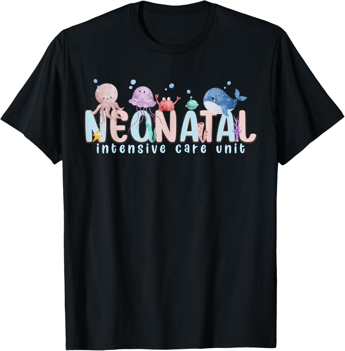 NICU Ocean Sea Animals Neonatal Intensive Care Unit Nurse T-Shirt