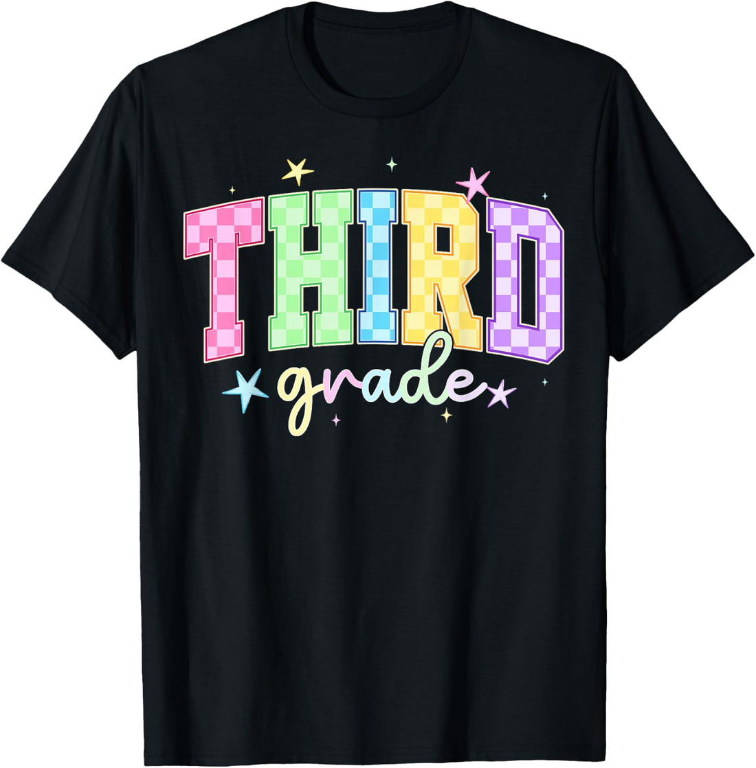 Back to School Checkered Third Grade Team Teacher Students T-Shirt