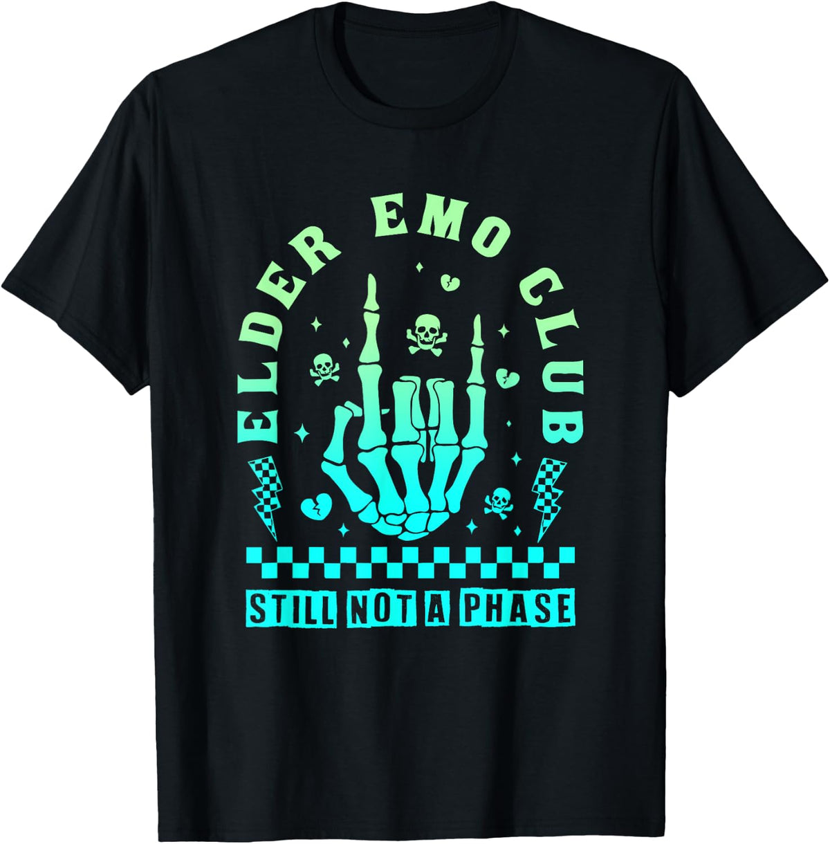 Elder Emo Club Still Not A Phase Skeleton Hand Rock Gradient T-Shirt