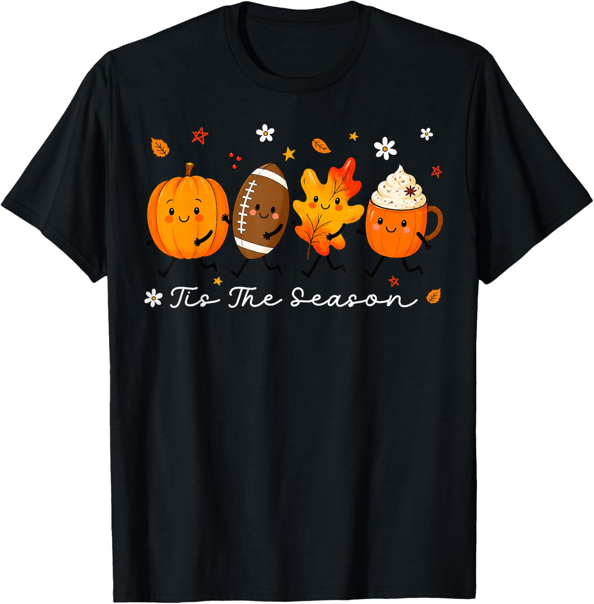 Tis The Season Fall Pumpkin Football Coffee Autumn Men Women T-Shirt