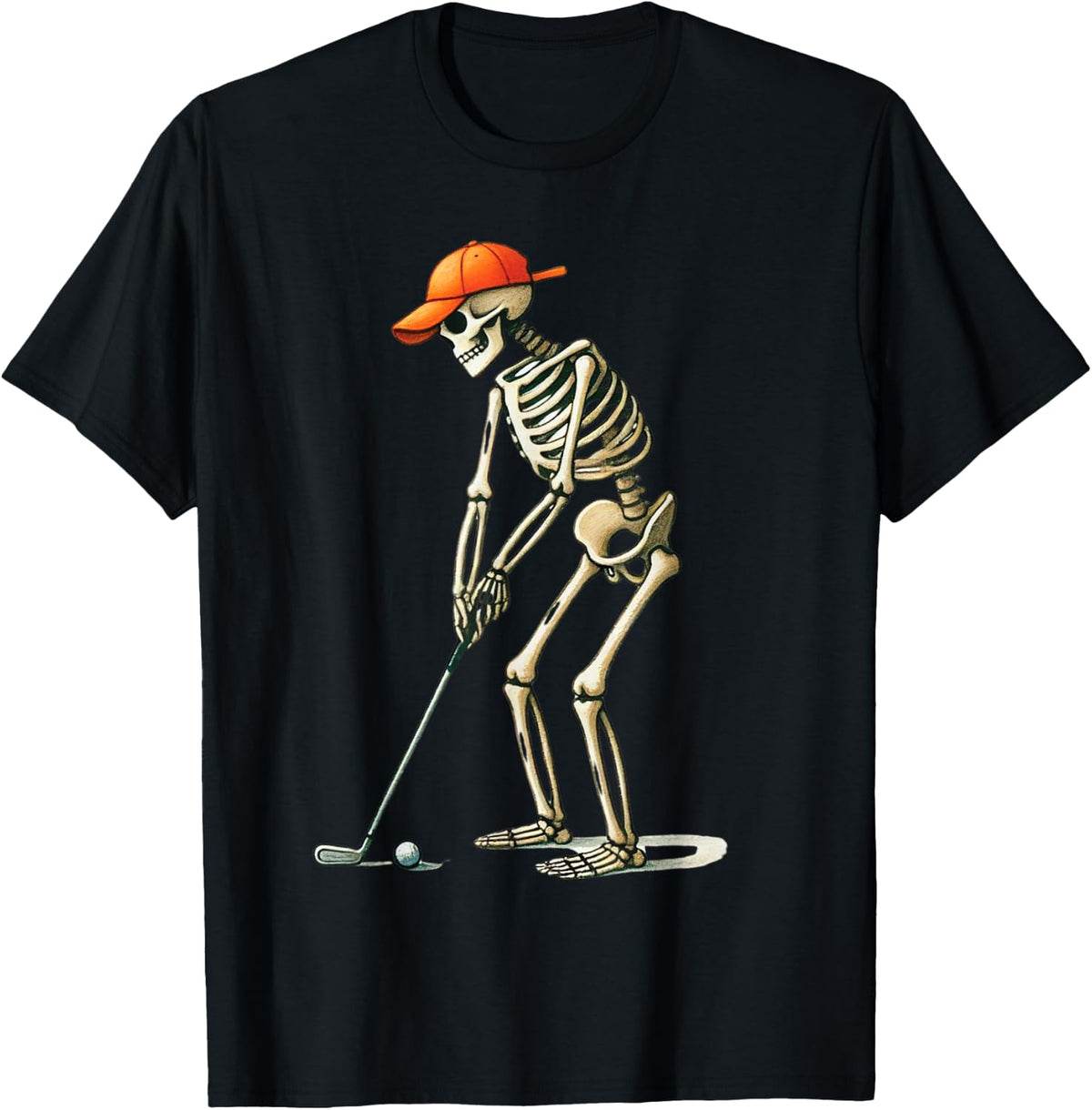 Skeleton Golf Halloween Golfer Golf Player Funny Men Dad T-Shirt