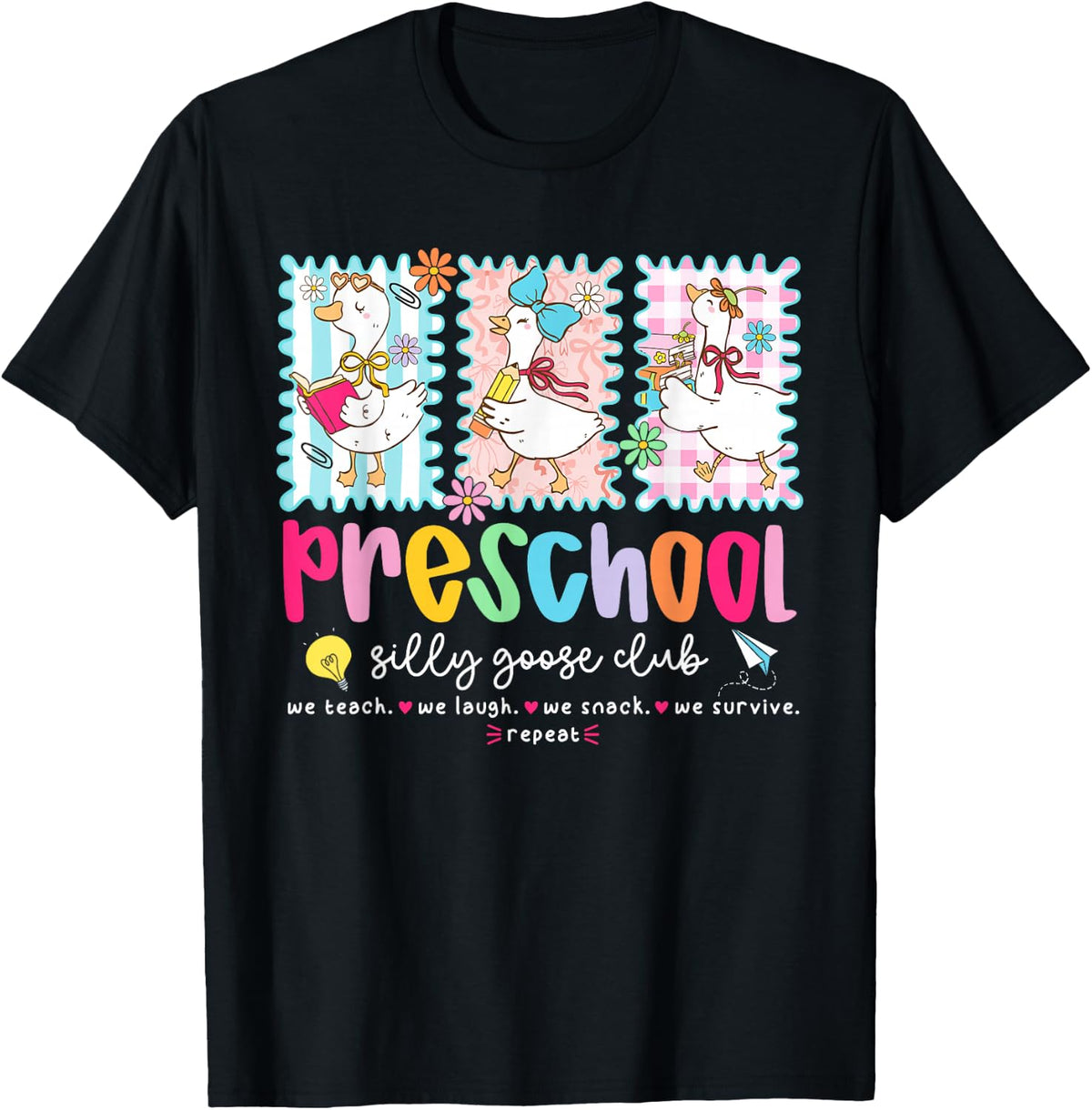 Preschool Goose Silly Teacher Funny Goose Back to School T-Shirt