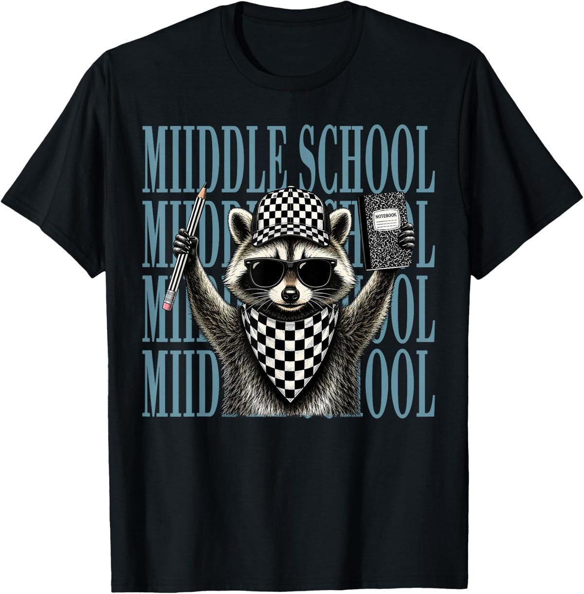 Funny Middle School Feral Raccoon Back to School Teacher Kid T-Shirt