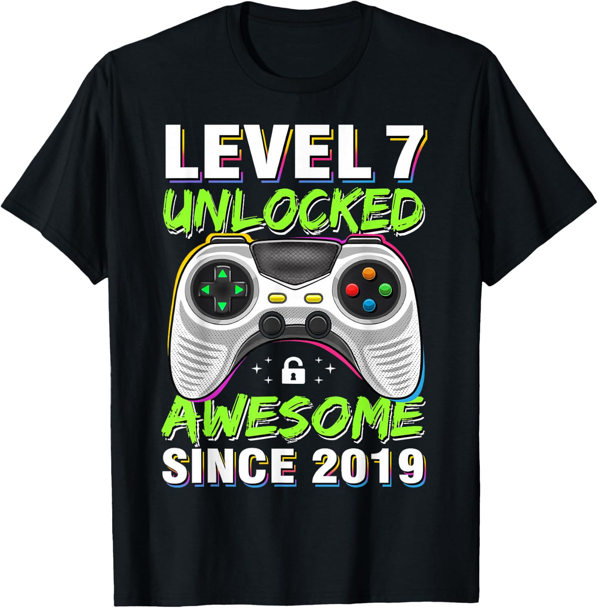 Level 7 Unlocked Awesome Since 2019 7th Birthday Gaming Boys T-Shirt