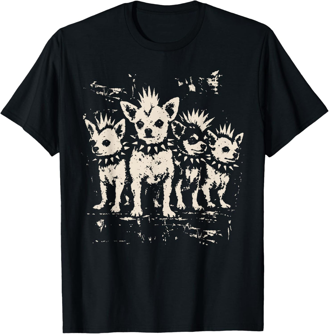 Vintage Punk Chihuahua Rock Chihuahua Mohawk Spiked Collar T-Shirt