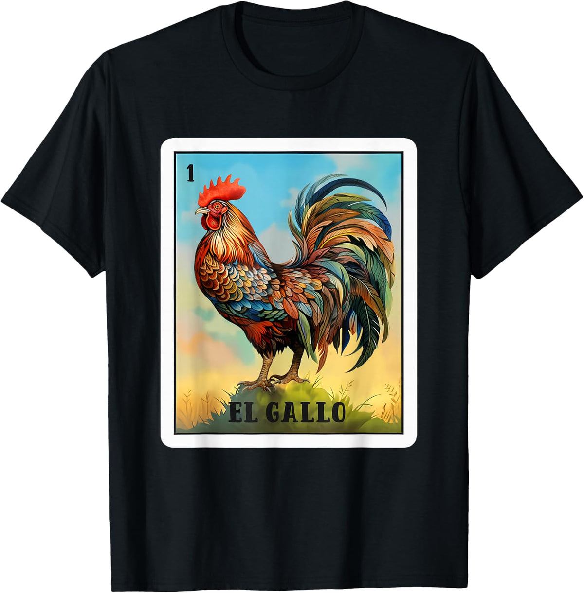 Mexican El Gallo Bingo Card Game Traditional Rooster Card T-Shirt