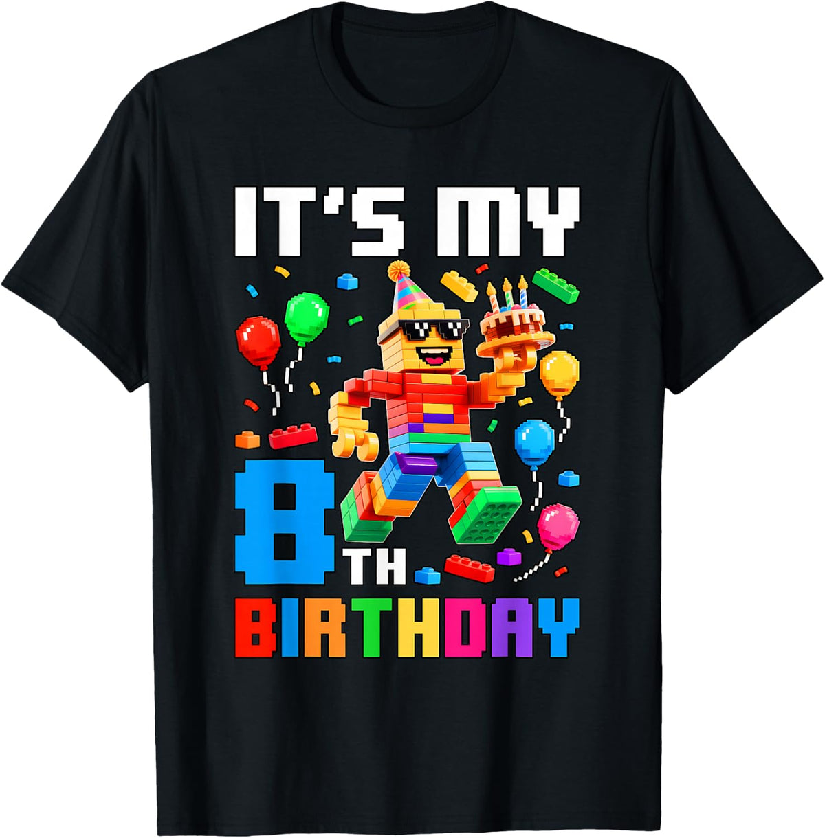 It's My 8th Birthday Building Brick 8 Years Old Boys Kids T-Shirt