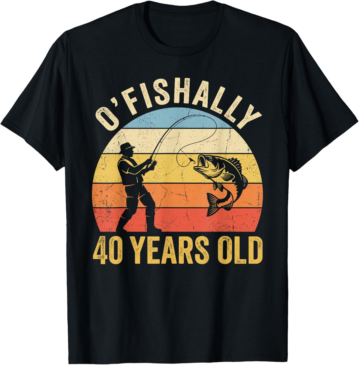Ofishally 40 Years Old 40th Birthday Fishing T-Shirt