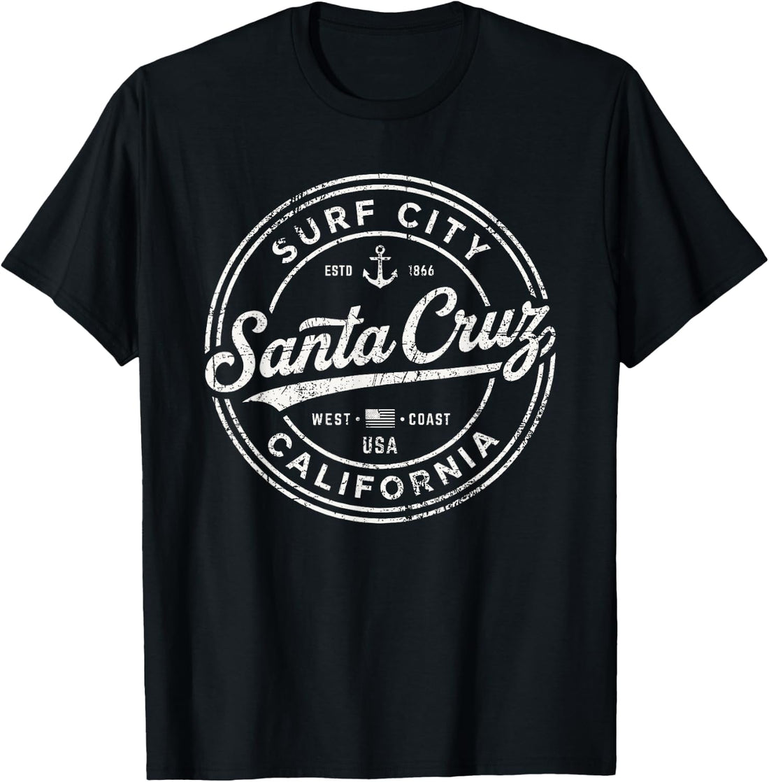 Vintage Santa Cruz Surf City California West Coast. Retro T-Shirt