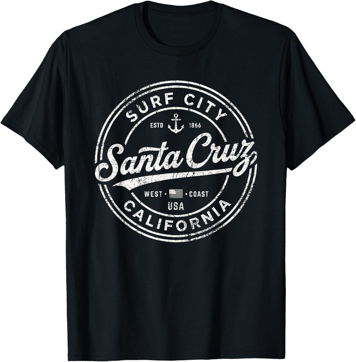 Vintage Santa Cruz Surf City California West Coast. Retro T-Shirt