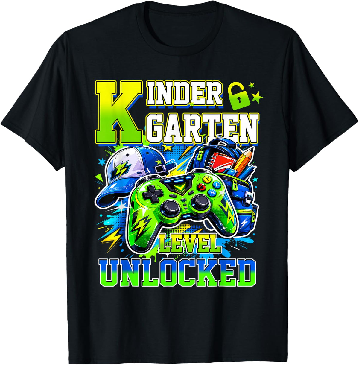 Kindergarten Level Unlocked Video Gamer Back to School Boys T-Shirt