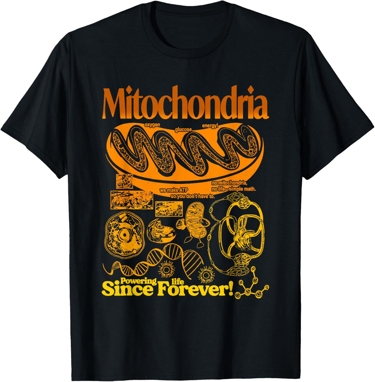 Mitochondria Vintage Science Retro Biology Cell Diagram T-Shirt