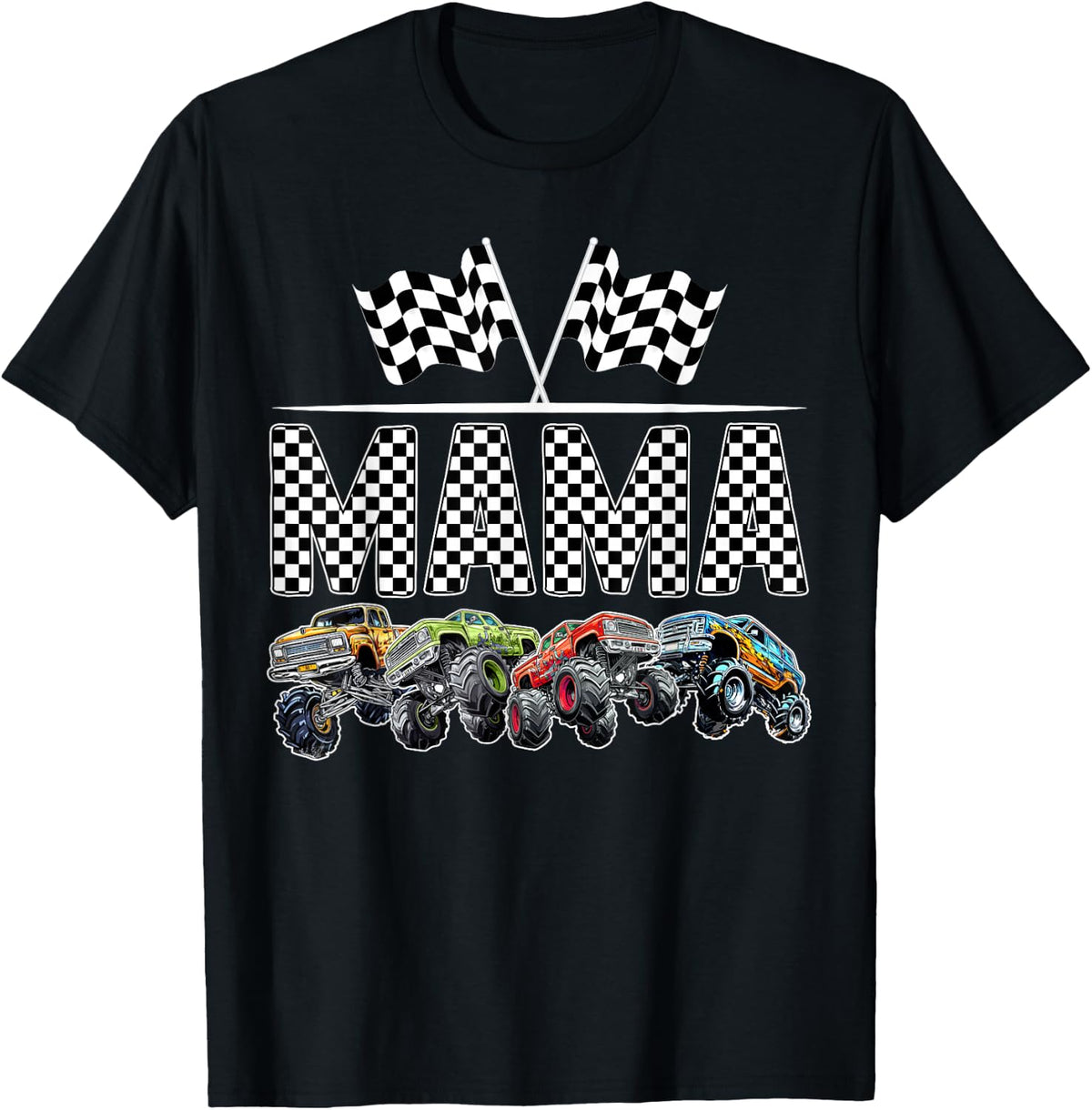 Mama Retro Monster Truck Family Birthday Matching T-Shirt