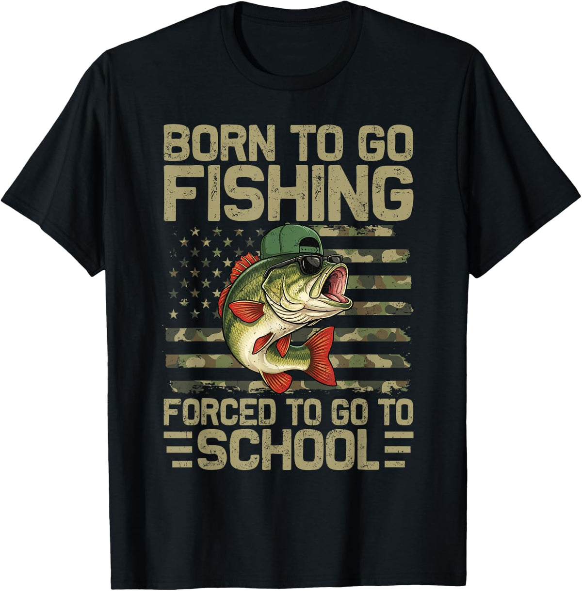 Born to Go Fishing Bass Fish Funny Fisherman Boys Kids Men T-Shirt