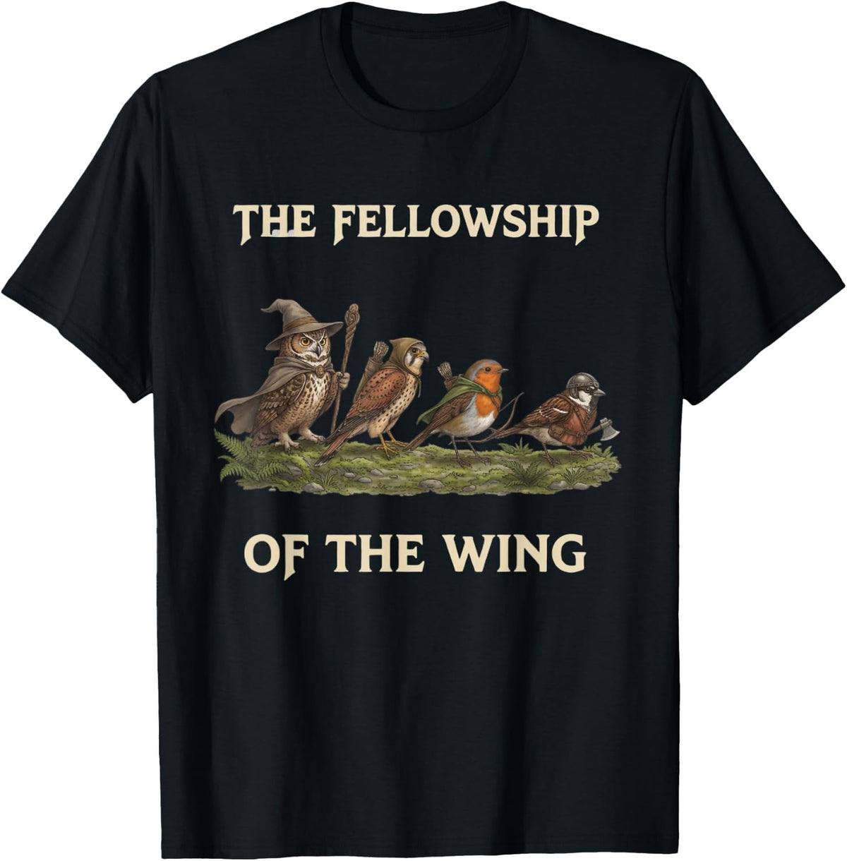 The Fellowship of The Wing Cute Birds Fantasy Magic Archer T-Shirt