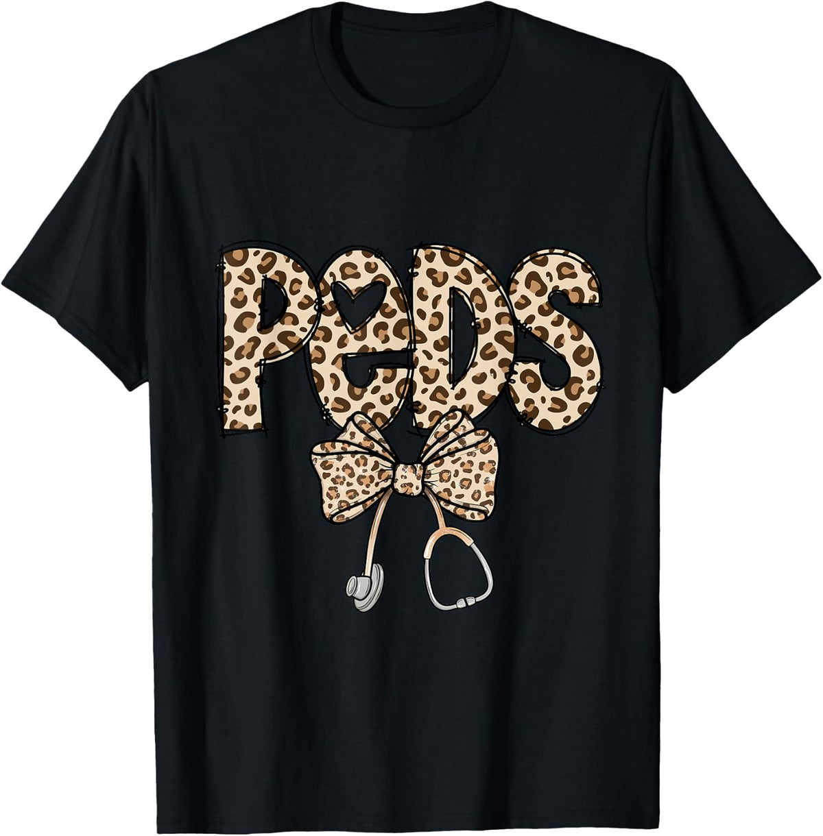 Coquette Bow PEDS Grad Leopard Pediatric RN Nurse Week T-Shirt